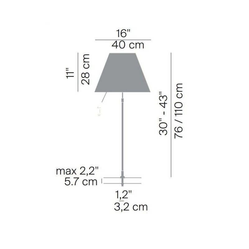 Costanza D13pti ON/OFF Stelo Telescopico Tavolo con Perno