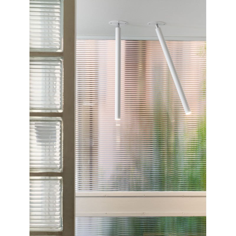 Canna Nuda Metallo Bianco + Base Bianco Soffitto - Nemo