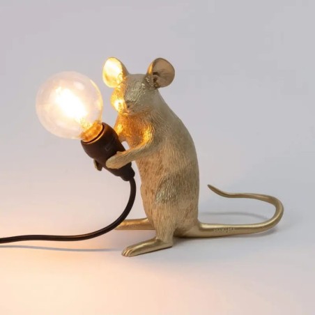 Mouse Lamp Mac Sitting Gold Usb 15231 Tavolo - Seletti