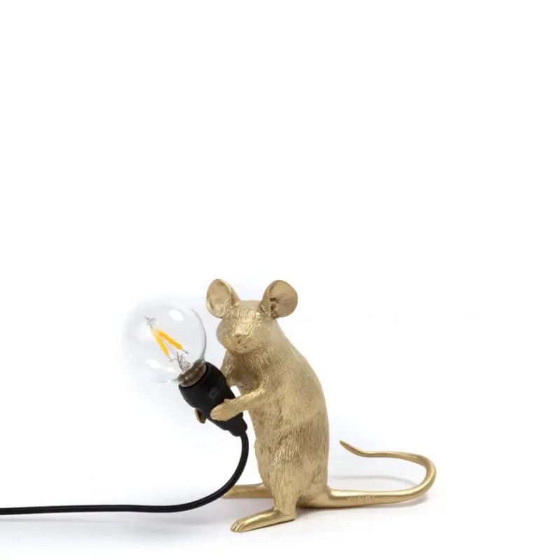 Mouse Lamp Mac Sitting Gold Usb 15231 Tavolo - Seletti