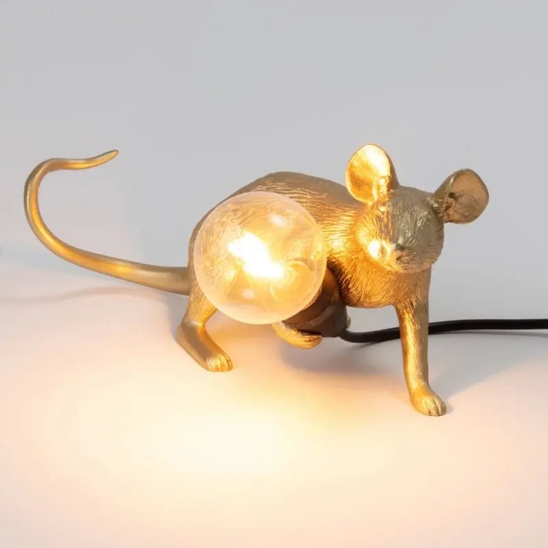 Mouse Lamp Lop Lying Down Gold Usb 15232 Tavolo - Seletti