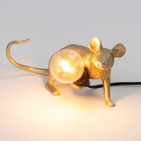 Mouse Lamp Lop Lying Down Gold Usb 15232 Tavolo - Seletti