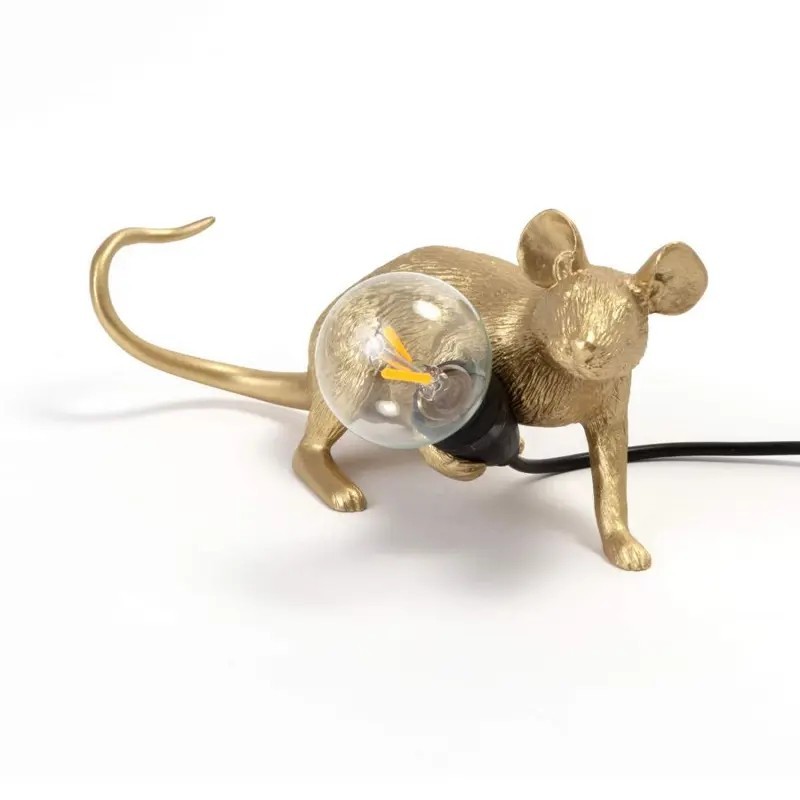 Mouse Lamp Lop Lying Down Gold Usb 15232 Tavolo - Seletti