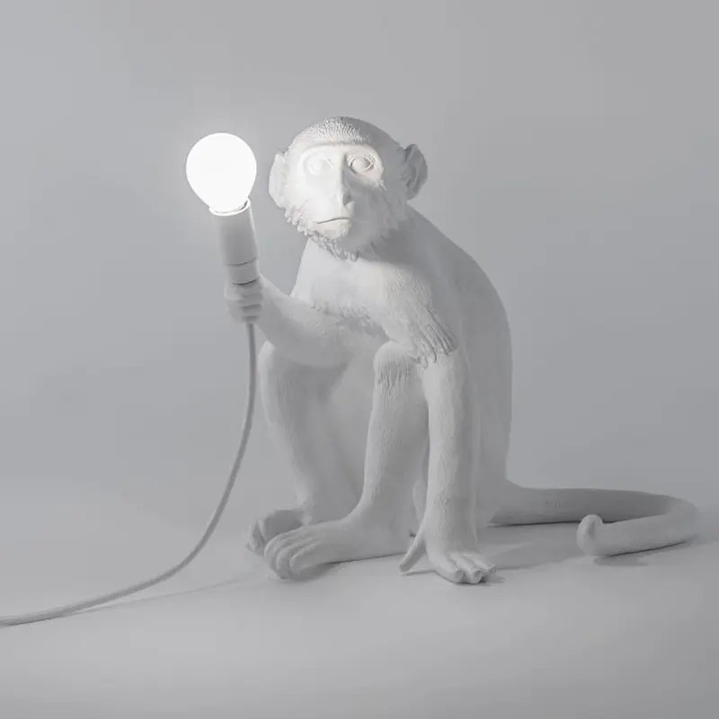 Monkey Lamp Sitting White 14882 Tavolo - Seletti