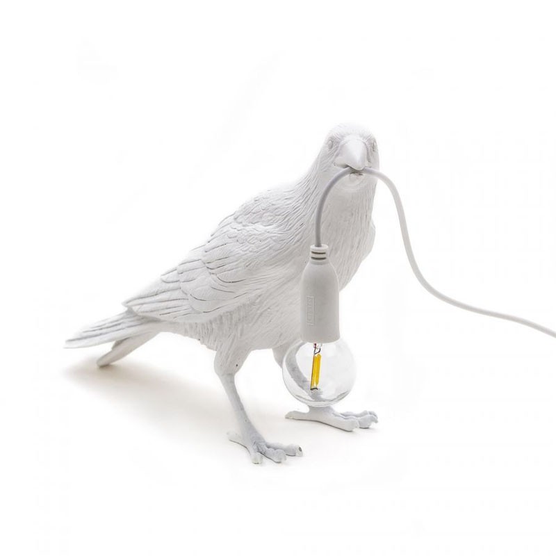 Bird Lamp Waiting White 14732 Tavolo - Seletti