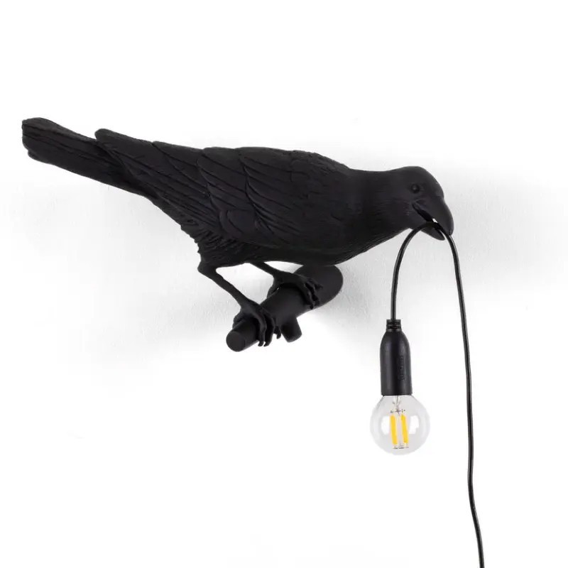 Bird Lamp Looking Right Black 14738 Parete - Seletti