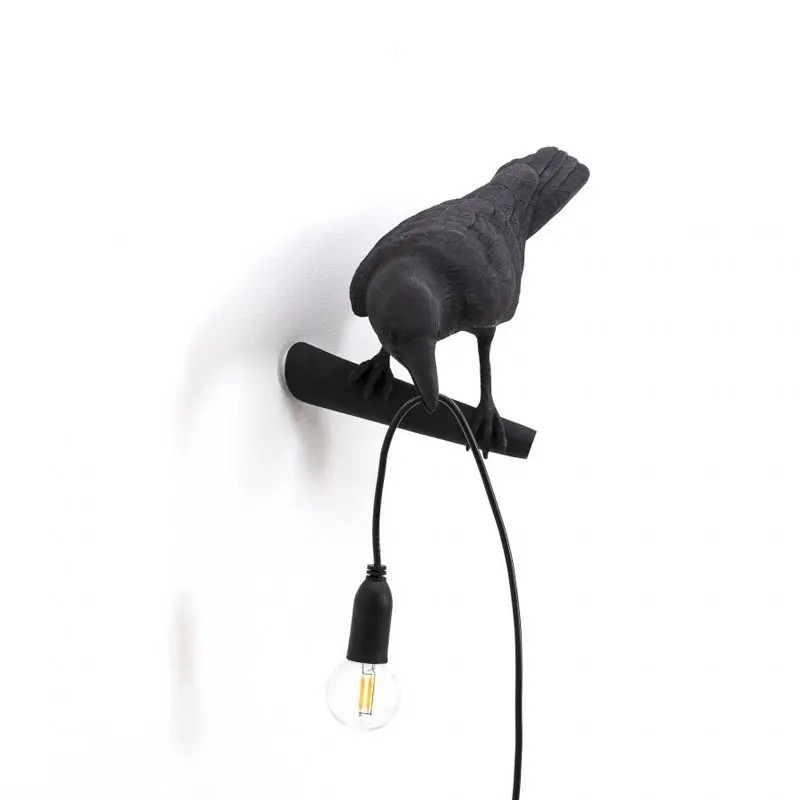 Bird Lamp Looking Left Black 14737 Parete - Seletti