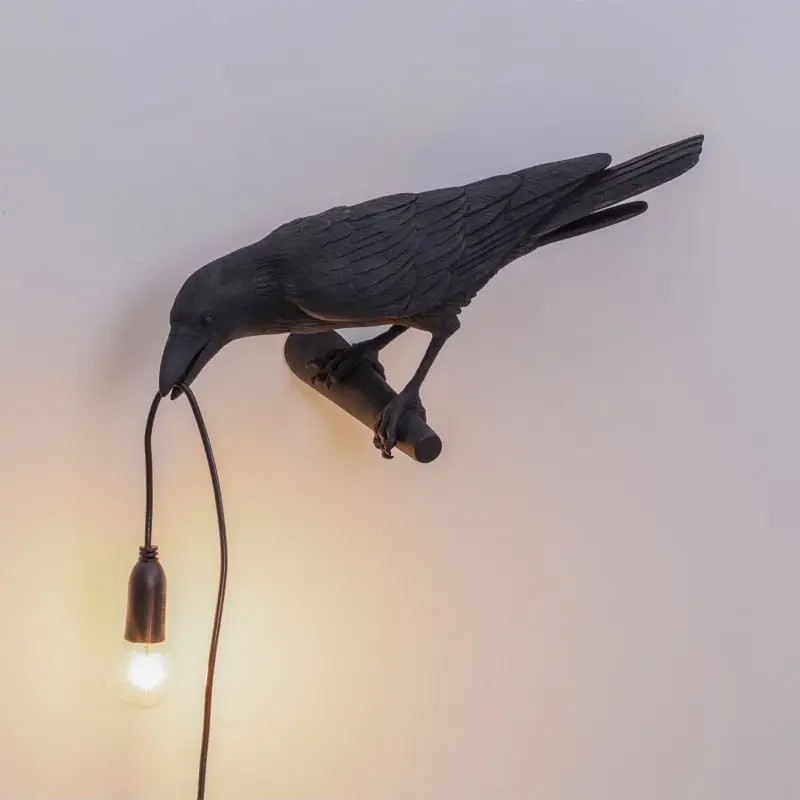 Bird Lamp Looking Left Black 14737 Parete - Seletti