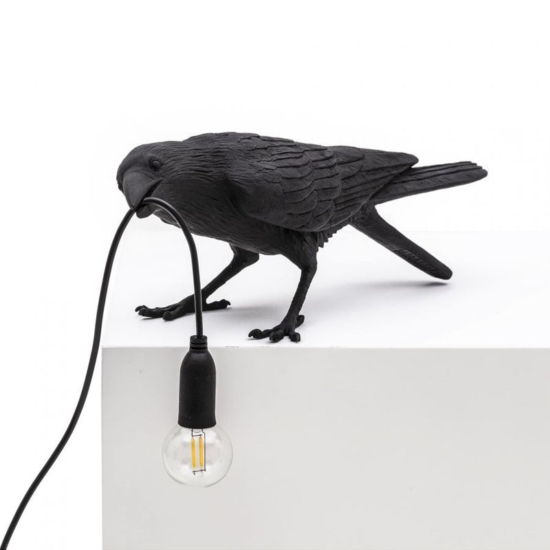 Bird Lamp Playing Black 14736 Tavolo - Seletti