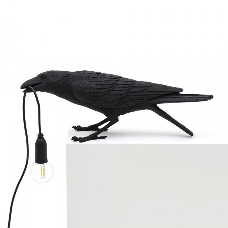 Bird Lamp Playing Black 14736 Tavolo - Seletti