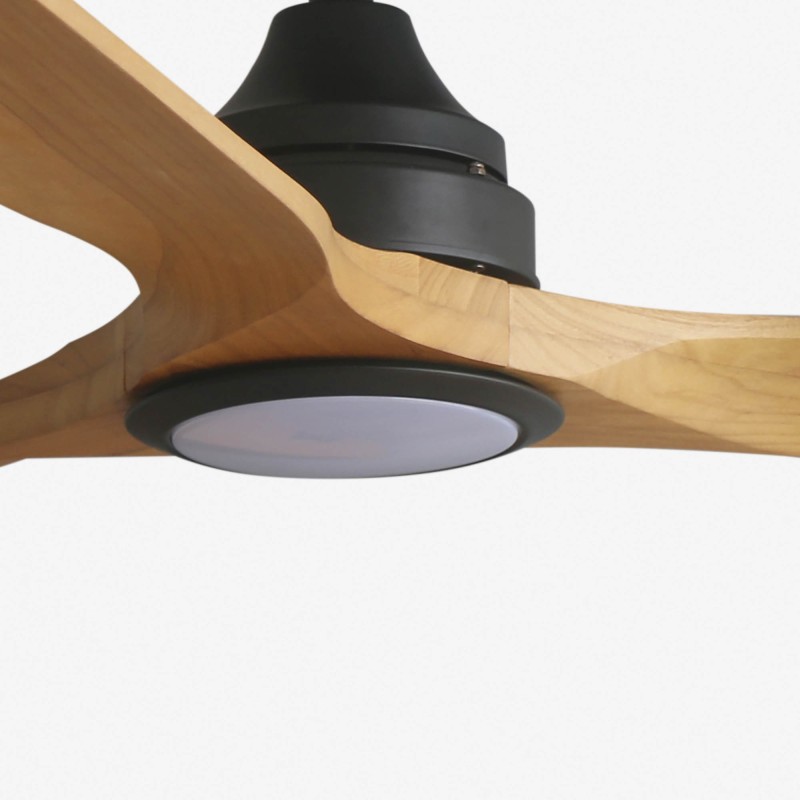 Alo L Nero/Legno con LED Ventilatore - Faro Barcelona