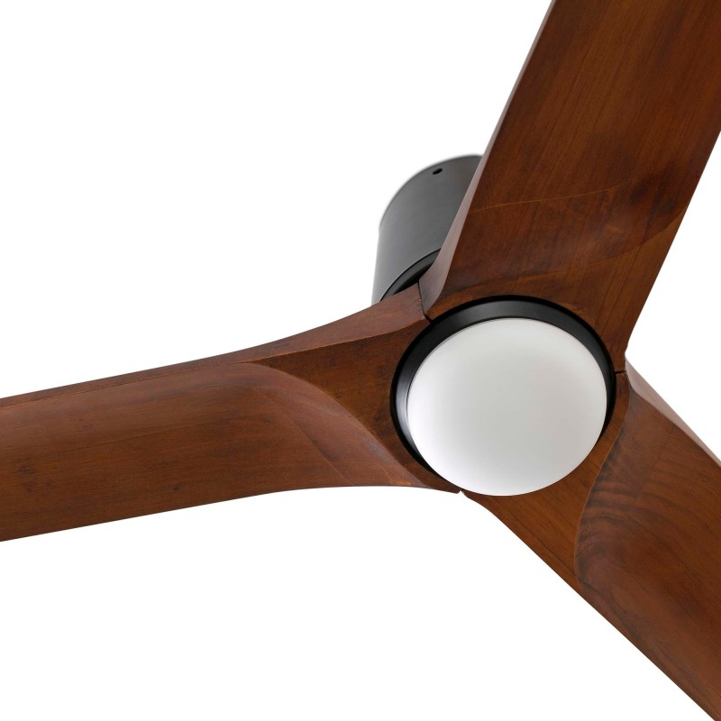 Heywood TUB L con LED Nero/Legno Scuro Ventilatore - Faro Barcelona