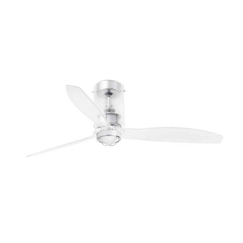 Mini Tube Fan M con LED Cromo/Trasparente Ventilatore - Faro Barcelona