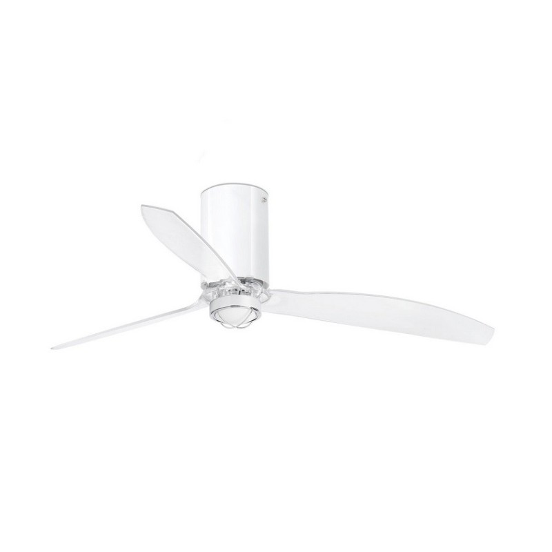 Mini Tube Fan M con LED Bianco Lucido/Trasparente Ventilatore - Faro Barcelona