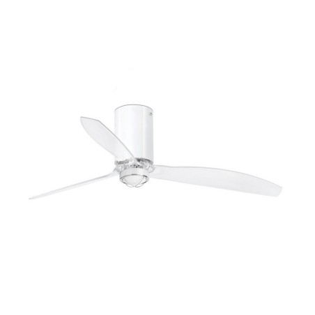 Mini Tube Fan M con LED Bianco Lucido/Trasparente Ventilatore - Faro Barcelona