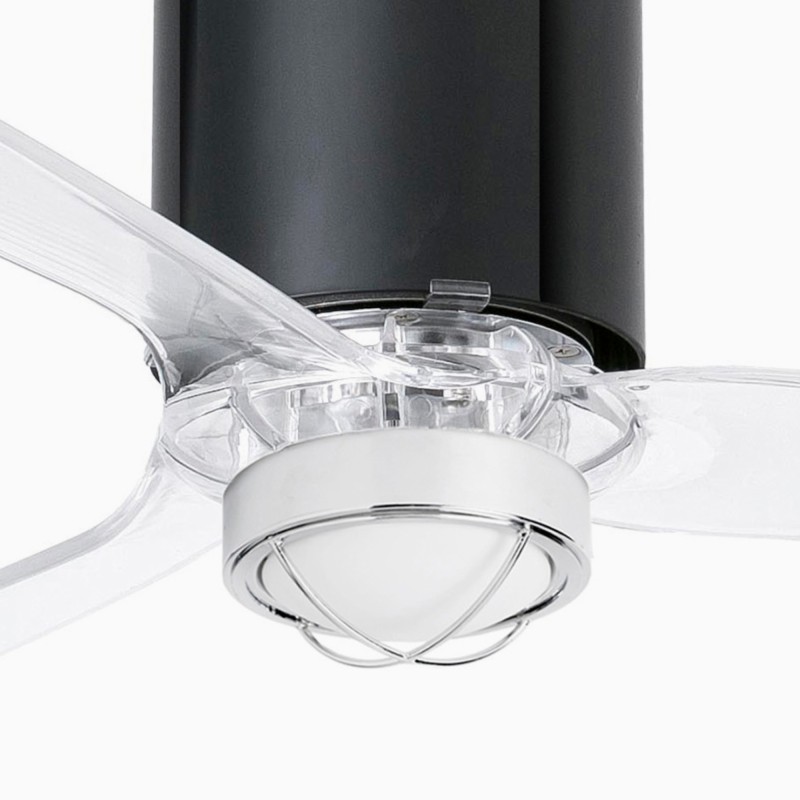Mini Tube Fan M con LED Nero Lucido/Trasparente Ventilatore - Faro Barcelona