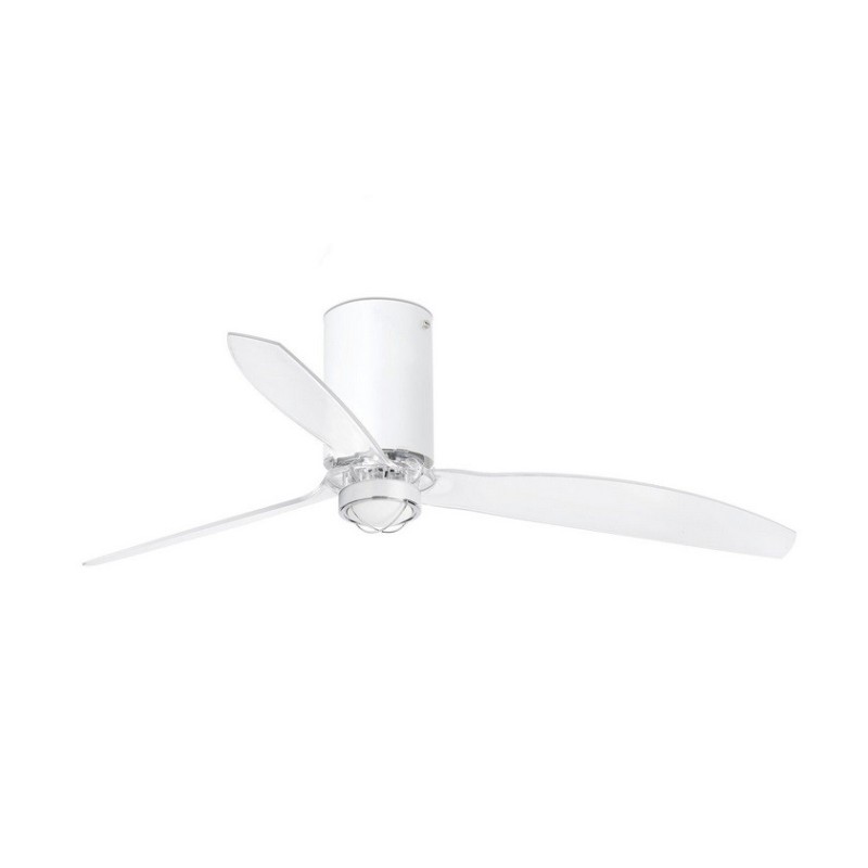 Mini Tube Fan M con LED Bianco Opaco/Trasparente Ventilatore - Faro Barcelona