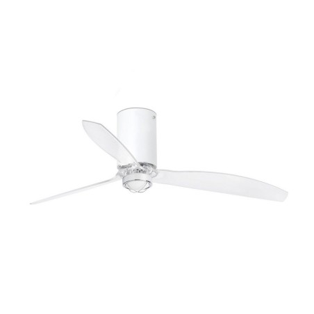 Mini Tube Fan M con LED Bianco Opaco/Trasparente Ventilatore - Faro Barcelona