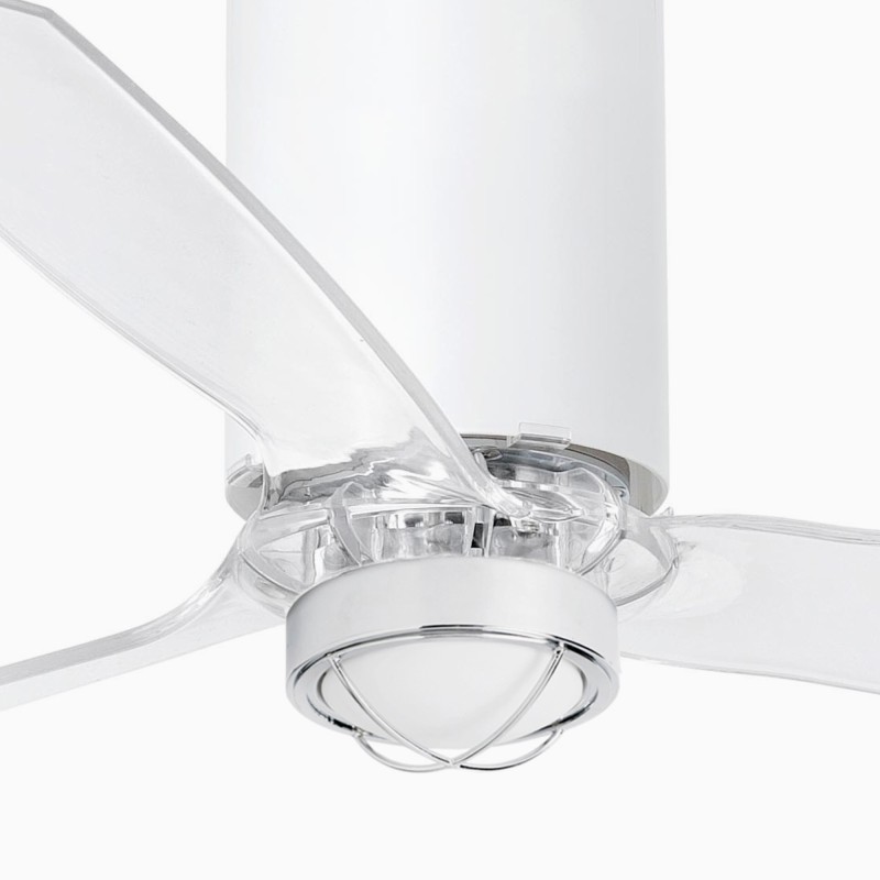 Mini Tube Fan M con LED Bianco Opaco/Trasparente Ventilatore - Faro Barcelona