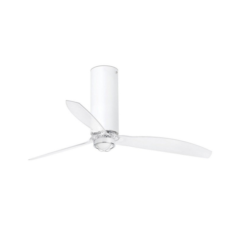 Tube Fan M con LED Bianco Lucido/Trasparente Ventilatore - Faro Barcelona