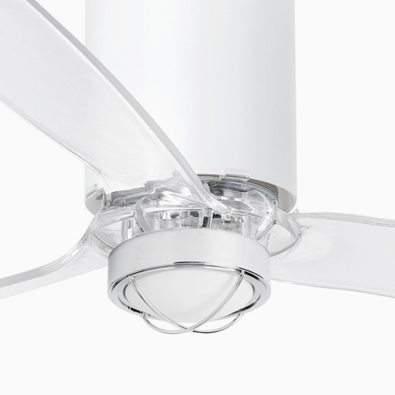 Tube Fan M con LED Bianco Lucido/Trasparente Ventilatore - Faro Barcelona