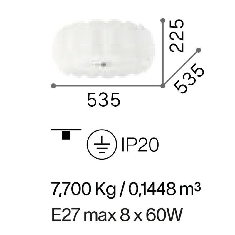 Ovalino PL8 Soffitto - Ideal-Lux
