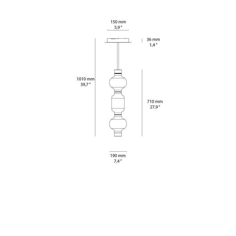 Alambicco Verticale 3 vetri Sospensione - Artemide