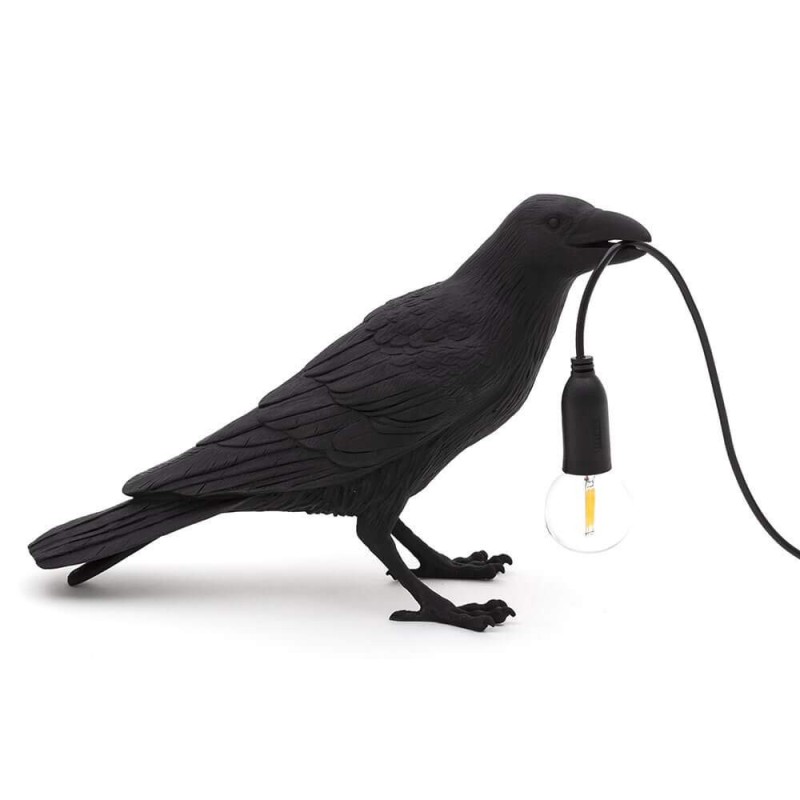 Bird Lamp Waiting Black 14735 Tavolo - Seletti