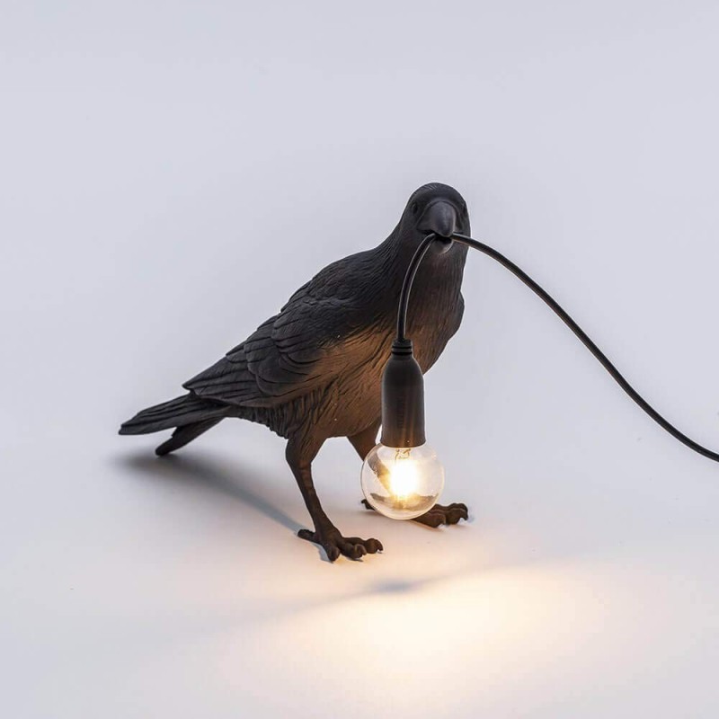 Bird Lamp Waiting Black 14735 Tavolo - Seletti